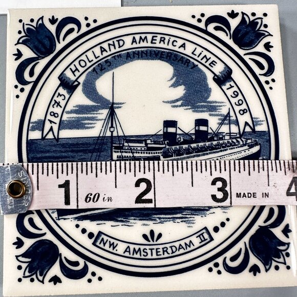 Holland America Line Coaster Ceramic Tiles Amsterdam Vintage Royal Goedewaagen - Picture 7 of 14